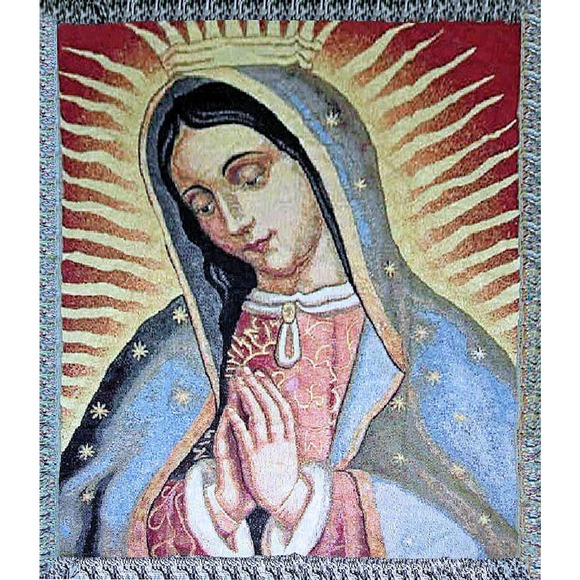 Manual Woodworkers & Weavers Other - Our Lady of Guadalupe Throw Blanket Decorative Catholic Religious Tapestry 60"